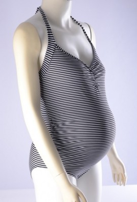 Queen Mum - Black stripe tehotenské plavky košík D-E