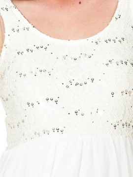 Love2wait - Biele tehotenské šaty s flitrami a čipkou