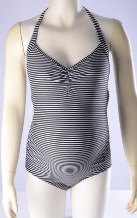Queen Mum - Black stripe tehotenské plavky košík D-E