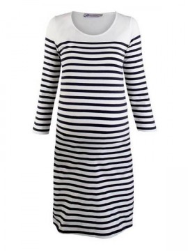 pruhované tehotenské šaty - Breton šaty pre tehotné modro-biele