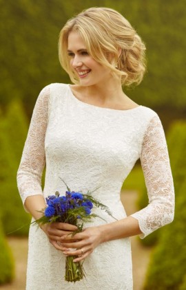 krátke čipkované - Katherine svadobné šaty dlhý rukáv