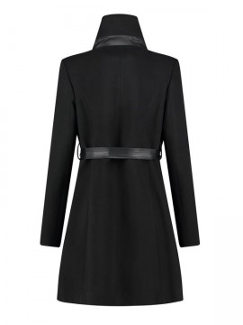 elegantný s uväzovaním - Tehotenský kabát čierny